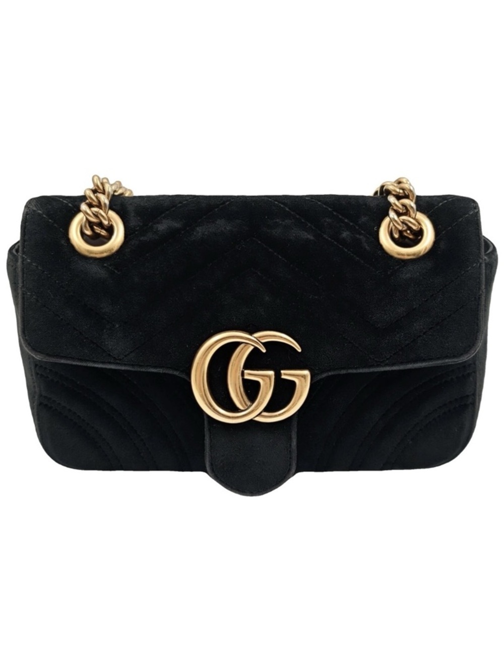Gucci GG Marmont Black Velvet Crossbody Bag